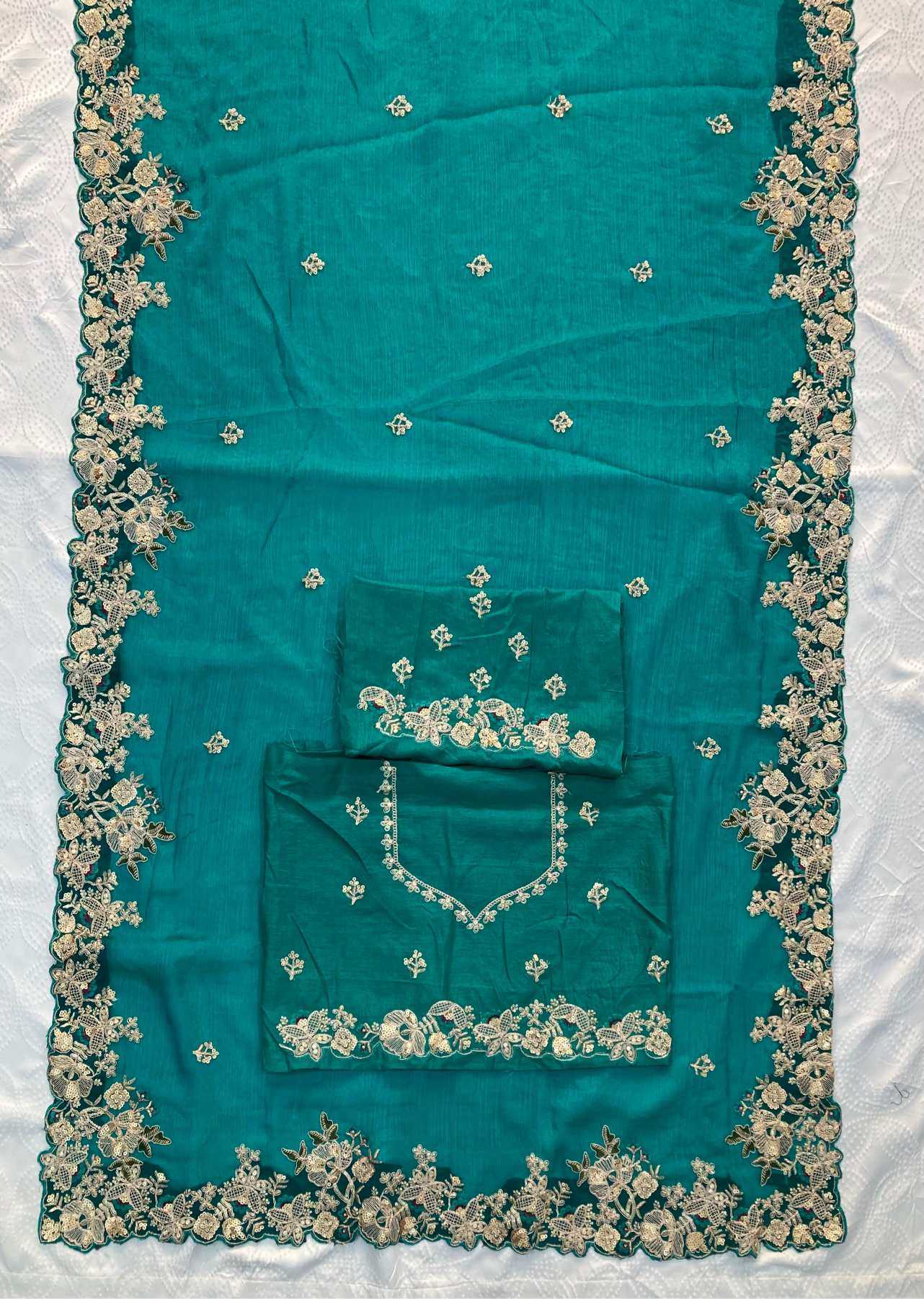 Chiffon  Embroidered Cutwork Saree